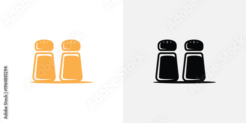 Salt and pepper shakers in orange and black condiments