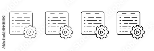 Coding Programming Icons Vector Set In Different Stroke Line Style