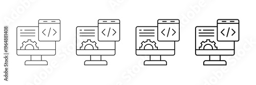 Web Development Icons Vector Set In Different Stroke Line Style