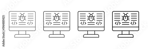 Code Debugging Icons Vector Set In Different Stroke Line Style