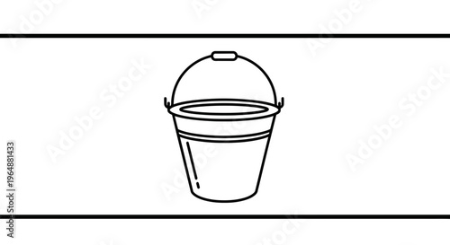 Simple outline graphic depicting a utility bucket ideal for various cleaning and household tasks