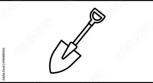 Simple linear icon depicting a hand shovel for digging, gardening, or construction tasks
