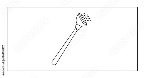 Minimalist outline drawing of a watering can spout with gentle water droplets for plant care