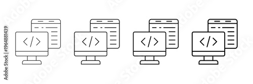 Backend Development Icons Vector Set In Different Stroke Line Style