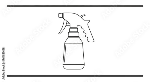 Minimalist outline drawing of a versatile handheld spray bottle for cleaning and hydration needs