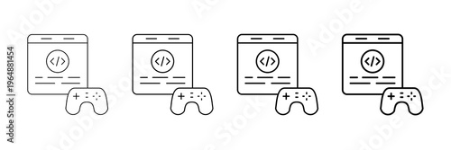 Game Development Icons Vector Set In Different Stroke Line Style