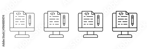 Script Programming Icons Vector Set In Different Stroke Line Style