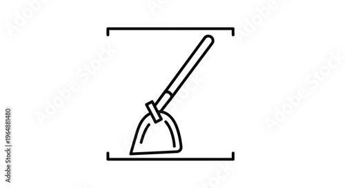 Minimalist Outline Icon of a Garden Hoe for Agricultural and Horticultural Design Elements