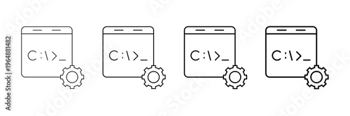 Canvastavla Command Line Interface Icons Vector Set In Different Stroke Line Style