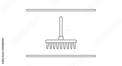 Simple line art illustration of a cleaning brush for household chores and hygiene tasks