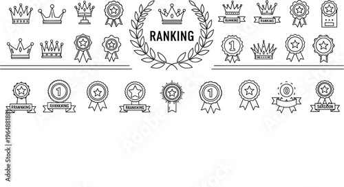 Foto Collection of ranking icons and badges for awards and recognition