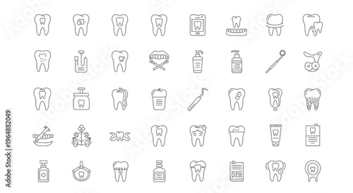 Dental care and hygiene icons for health and wellness