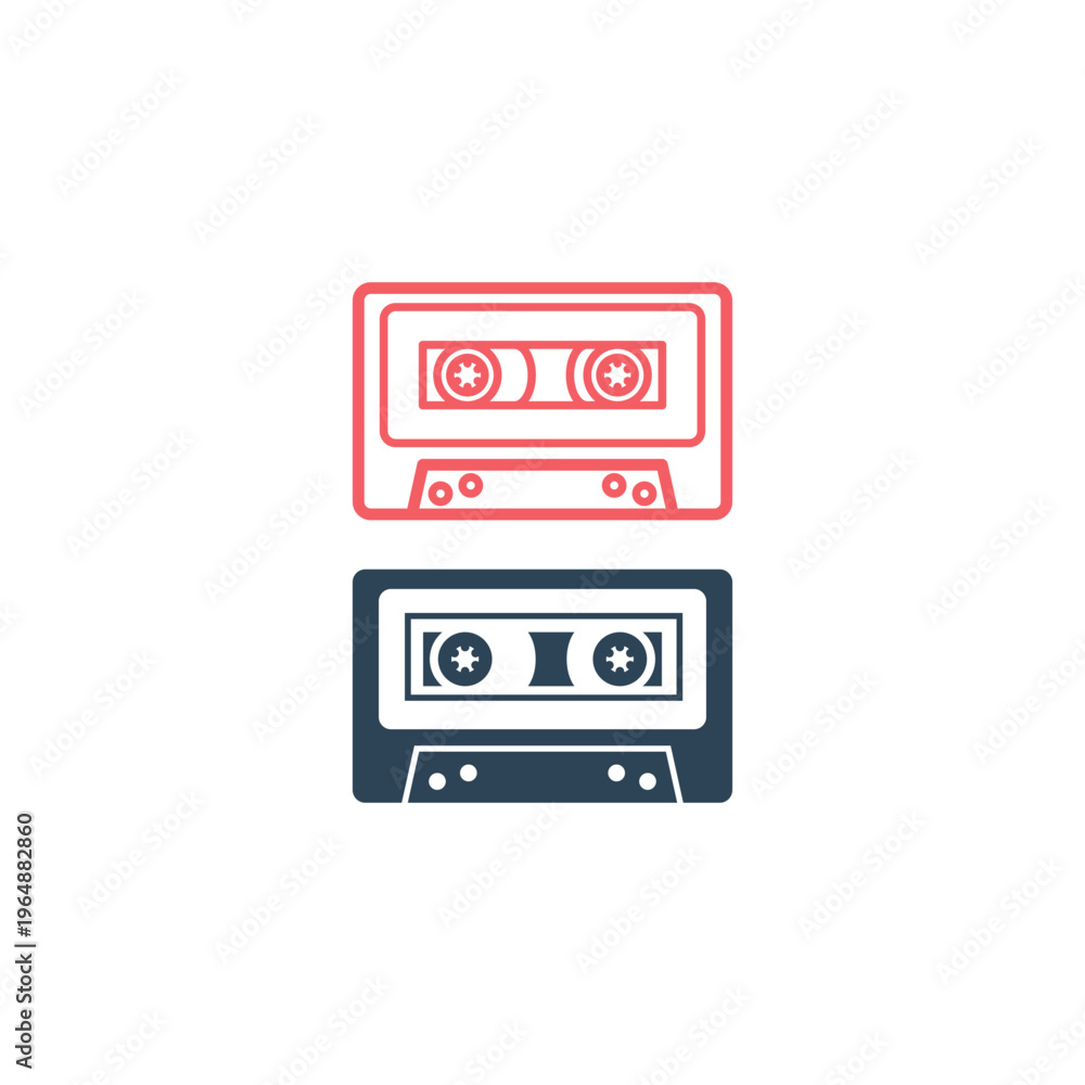 Fototapeta premium Cassette tape icons set. Vector illustration.
