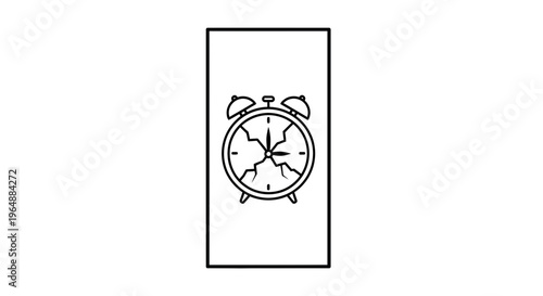 Broken vintage alarm clock with a shattered glass face symbolizing time running out or schedule