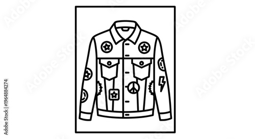 Stylish personalized jacket showcasing unique patches and iconic symbols for individual expression