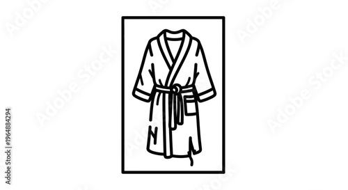 Simple line art illustration of a cozy bathroom robe for comfort and relaxation, perfect for spa