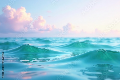 Serene Ocean Waves at Dawn A Pastel Dream of Gentle Undulation and Soft Sky