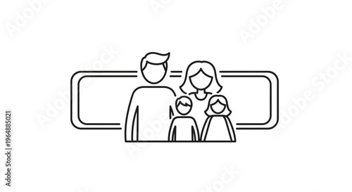 Equal family representation in a modern linear design, showcasing parental balance and child