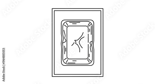 Minimalist line art illustration of a generic raw meat cut within a sealed packaging tray for