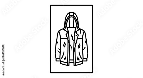 Minimalist hooded jacket outline illustration for apparel design resources and urban fashion