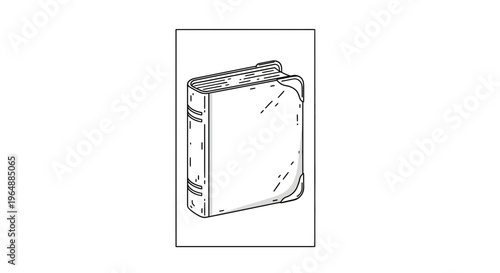 Minimalist monochrome line art illustration of an old bound book, a timeless symbol of wisdom