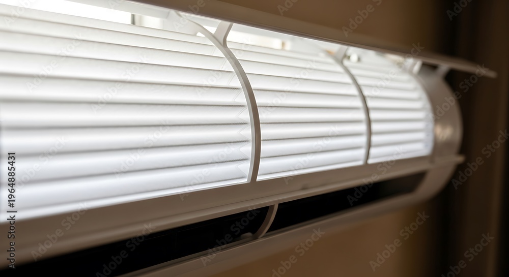 Obraz premium Close-up view of a cylindrical air filter element with pleated design.