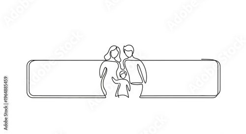 Abstract continuous line art illustrating a unified family with versatile text boxes for your