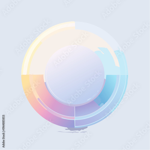 Circular infographic with segments in pastel colors representing data or progress