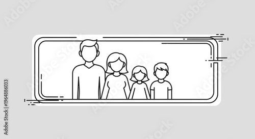 Modern minimalist family icon illustrating digital connection or online presence through a simple