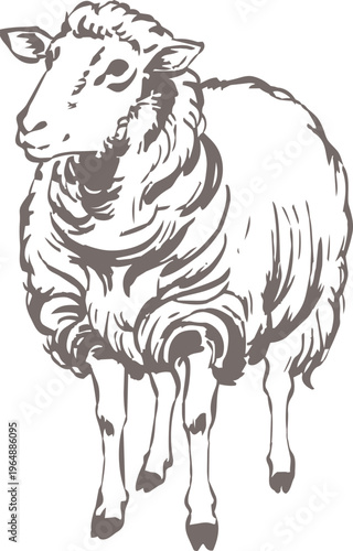 年賀2027　手描きの羊の水墨画、墨絵、水彩、未年の年賀状素材　イラスト　デザイン　アート