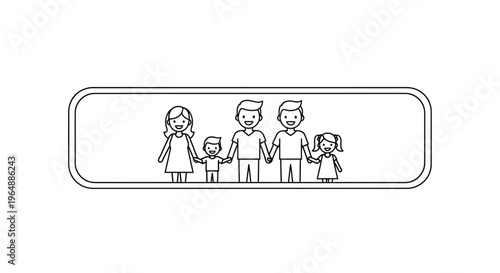 Modern family illustration depicting happiness and togetherness in a diverse household with children