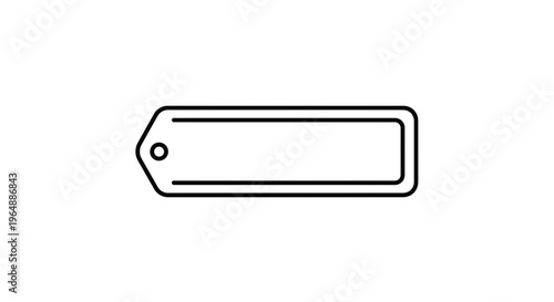 Minimalist outline icon of a blank retail tag or simple product label graphic design element