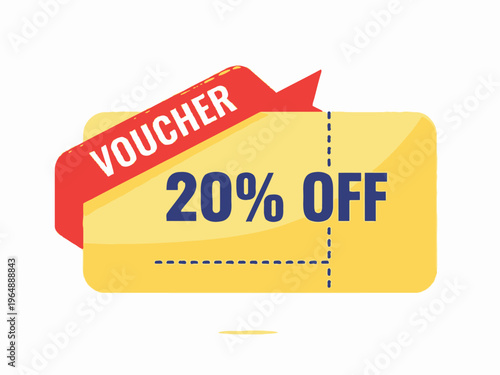 Voucher offering 20 percent discount, special offer, coupon for sale, sale tag, saving money