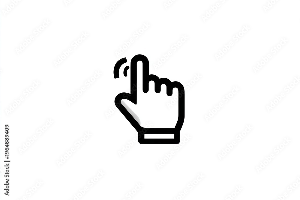 Fototapeta premium Hand icon with finger pressing or tapping on touchscreen, symbol for click, touch interaction, user interface and digital control on white background.