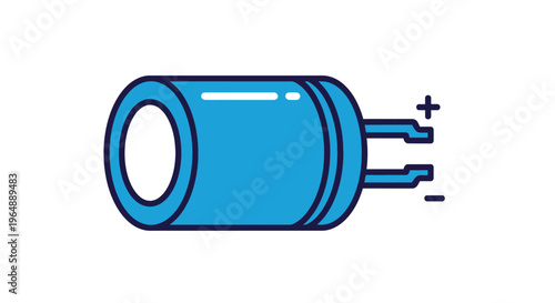 Blue cylindrical electronic component device.