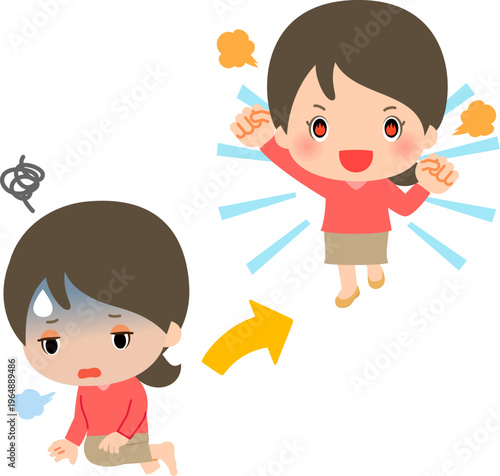 やる気のない状態から情熱的に変化した若い女性