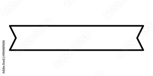シンプルな黒い線画で描かれた、汎用性の高い白抜きのリボン見出し素材