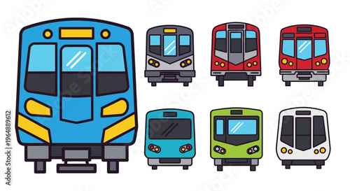 Colorful cartoon train locomotives in variety.