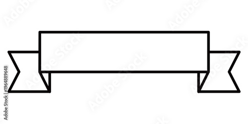 影のないフラットなデザインで、どんな背景にも馴染むシンプルな白抜きリボンのバナー