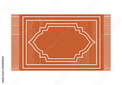 Minimalist Terracotta Orange Islamic Prayer Mat Vector Illustration with Traditional Patterns on White Background