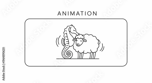 Charming animated line art depicting an unlikely interspecies friendship between a playful
