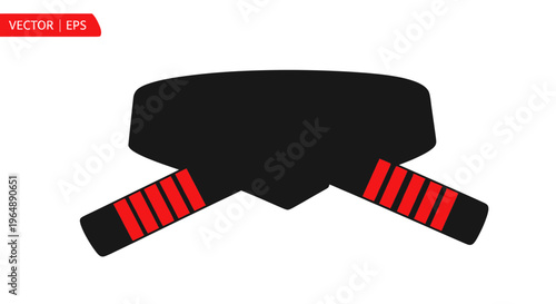 Black Pilot Hat with Red Stripes, Aviation Symbol, Vector Illustration