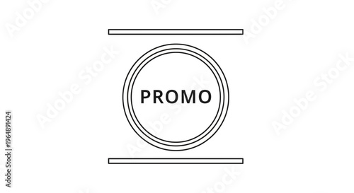 Clean monochromatic promotional tag design with simple geometric elements for marketing