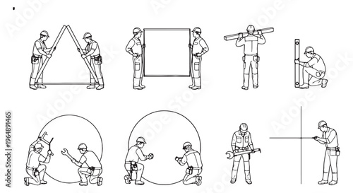 Construction Workers CAD People – Builders & Engineers Vector Pack