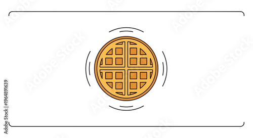 Minimalist vector illustration of a freshly made golden waffle for morning meals and snacks