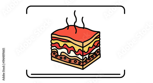 Appetizing layered food icon with rising steam, ideal for gastronomy-related digital assets and