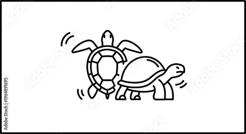 Minimalist line art depicting diverse shelled reptile movement and forms