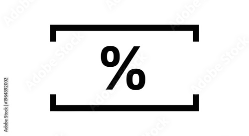 Minimalist black percentage symbol icon elegantly framed on a pristine white background for