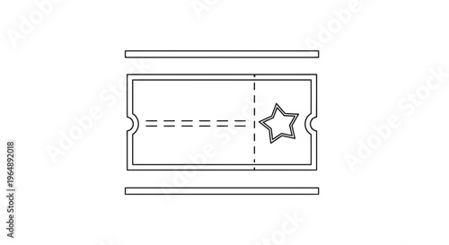 Minimalist Line Art Ticket with Star Icon for Event Entry or Raffle Redemption Vector
