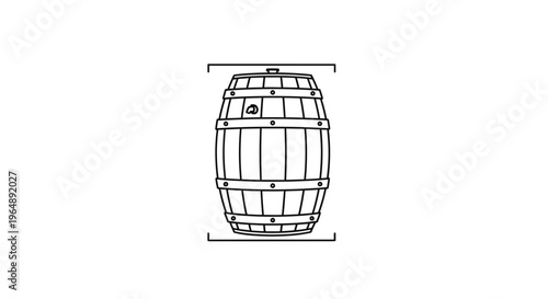 Classic wooden storage vessel outline for beverages icon. Traditional liquid container drawing
